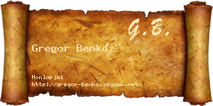 Gregor Benkő névjegykártya
